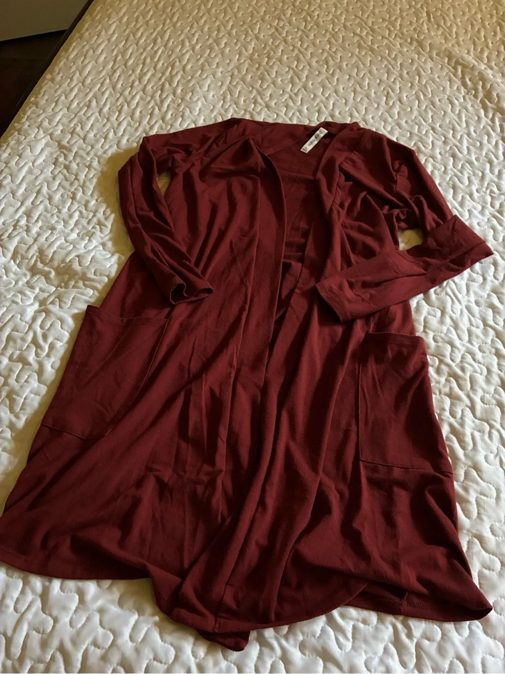 Zenana Outfitters Burgundy Open-Front Cardigan - Picture 2 of 3